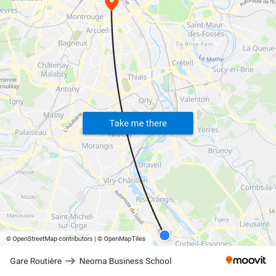 Gare Routière to Neoma Business School map