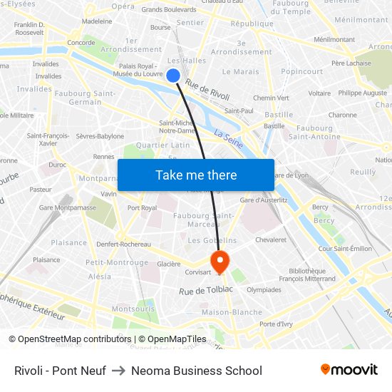 Rivoli - Pont Neuf to Neoma Business School map