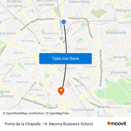 Porte de la Chapelle to Neoma Business School map