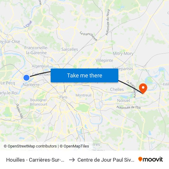 Houilles - Carrières-Sur-Seine to Centre de Jour Paul Sivadon map