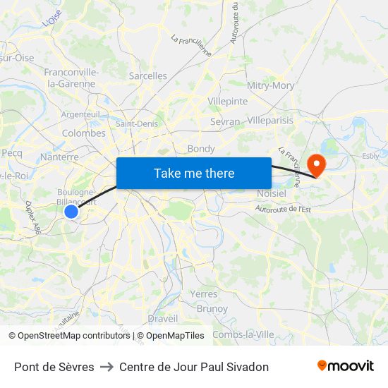 Pont de Sèvres to Centre de Jour Paul Sivadon map