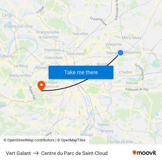 Vert Galant to Centre du Parc de Saint-Cloud map