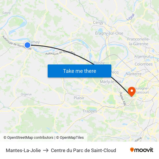 Mantes-La-Jolie to Centre du Parc de Saint-Cloud map