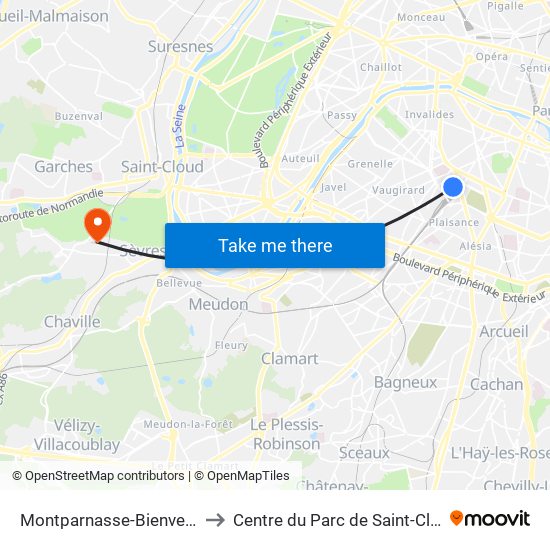 Montparnasse-Bienvenue to Centre du Parc de Saint-Cloud map