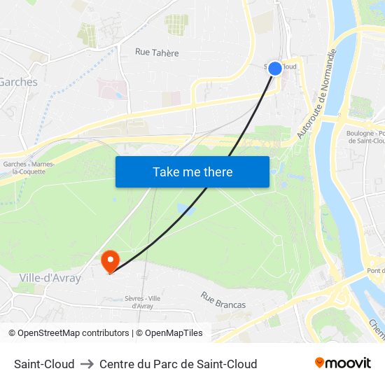 Saint-Cloud to Centre du Parc de Saint-Cloud map