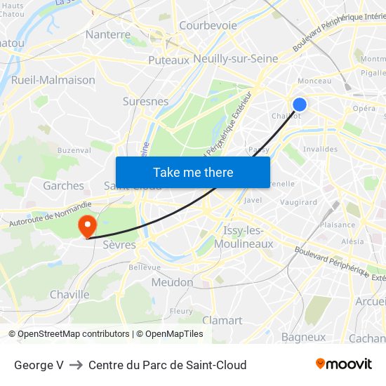 George V to Centre du Parc de Saint-Cloud map
