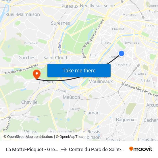 La Motte-Picquet - Grenelle to Centre du Parc de Saint-Cloud map