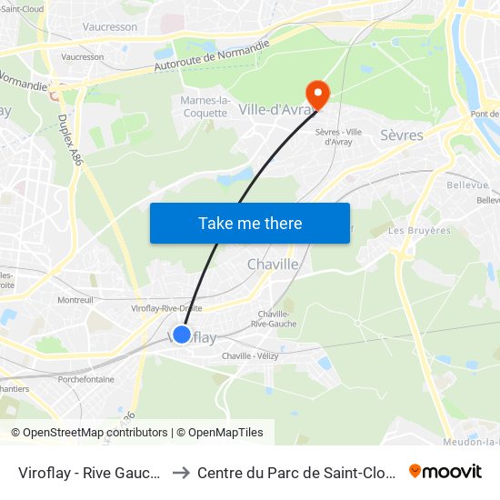 Viroflay - Rive Gauche to Centre du Parc de Saint-Cloud map