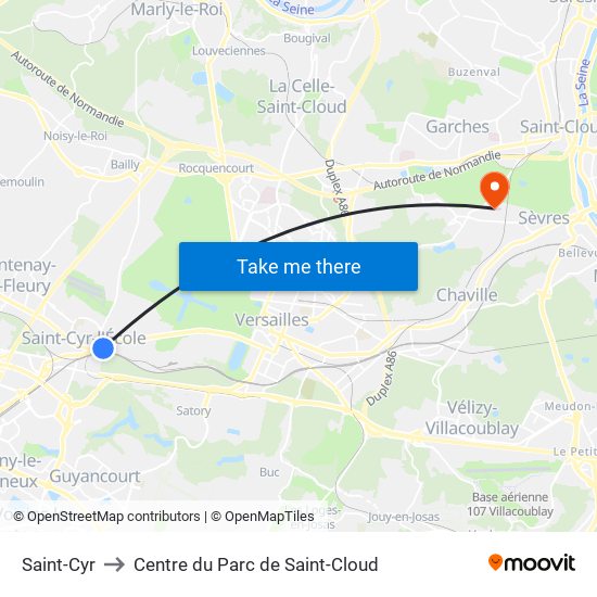 Saint-Cyr to Centre du Parc de Saint-Cloud map