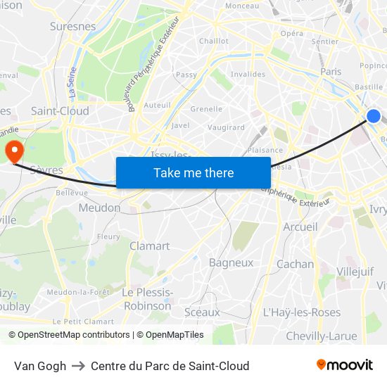 Van Gogh to Centre du Parc de Saint-Cloud map