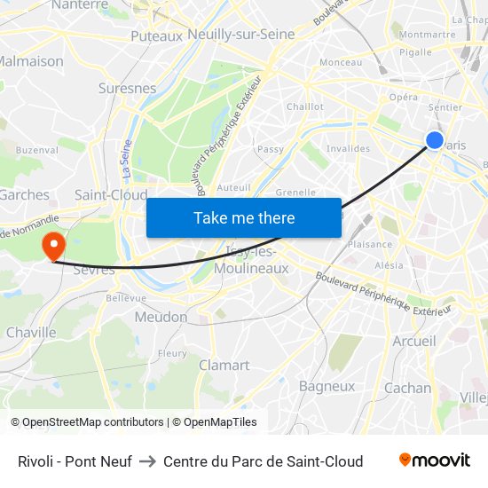 Rivoli - Pont Neuf to Centre du Parc de Saint-Cloud map