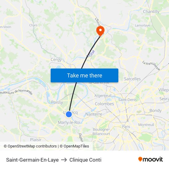 Saint-Germain-En-Laye to Clinique Conti map