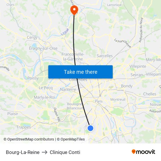 Bourg-La-Reine to Clinique Conti map