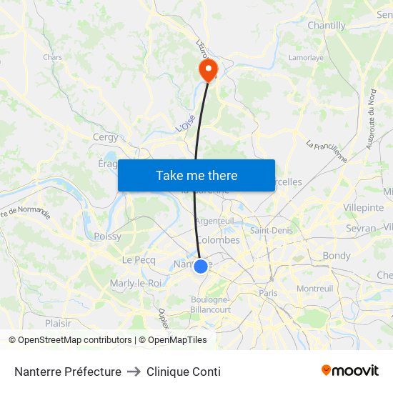 Nanterre Préfecture to Clinique Conti map