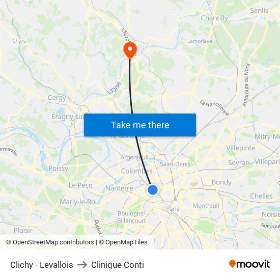 Clichy - Levallois to Clinique Conti map