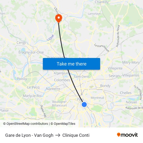 Gare de Lyon - Van Gogh to Clinique Conti map