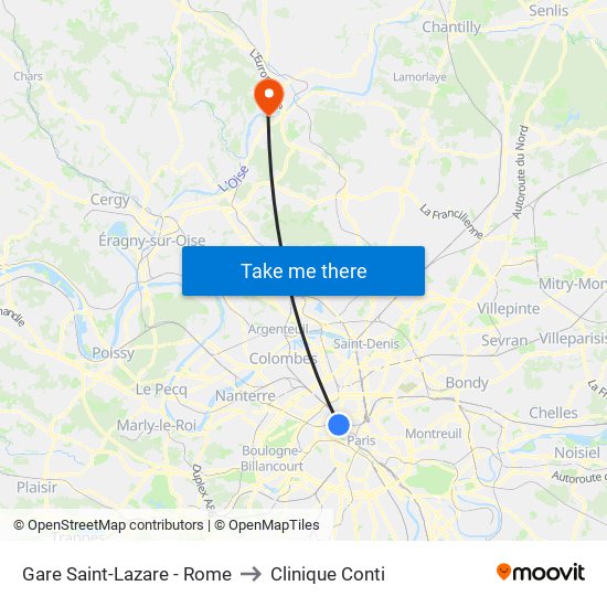 Gare Saint-Lazare - Rome to Clinique Conti map