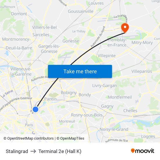 Stalingrad to Terminal 2e (Hall K) map