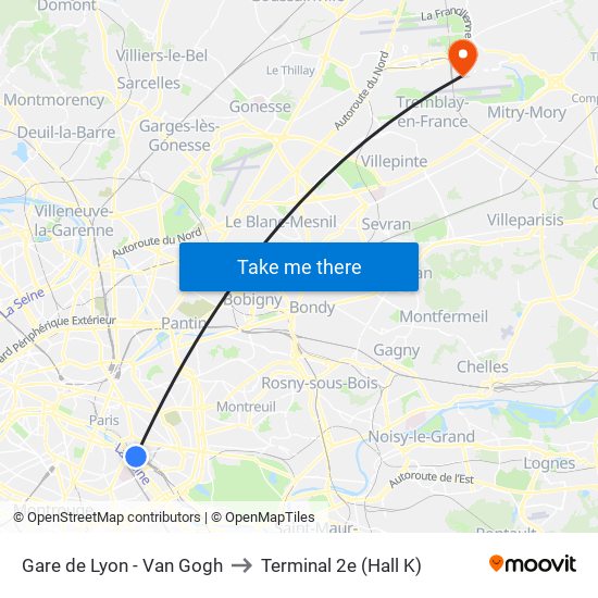 Gare de Lyon - Van Gogh to Terminal 2e (Hall K) map
