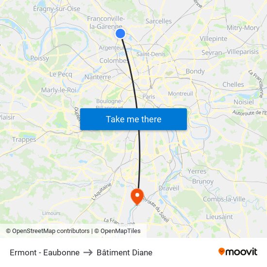 Ermont - Eaubonne to Bâtiment Diane map