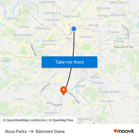 Rosa Parks to Bâtiment Diane map