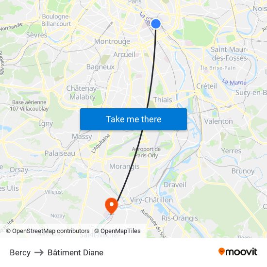 Bercy to Bâtiment Diane map