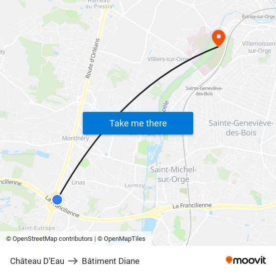 Château D'Eau to Bâtiment Diane map