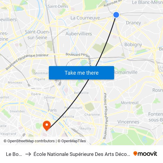 Le Bourget to École Nationale Supérieure Des Arts Décoratifs - Université Psl map