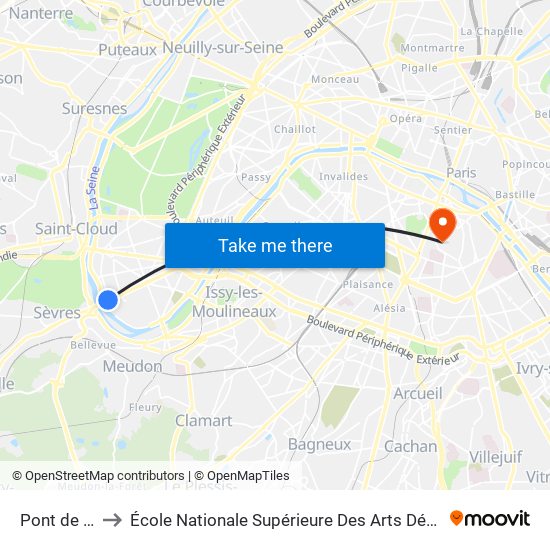 Pont de Sèvres to École Nationale Supérieure Des Arts Décoratifs - Université Psl map