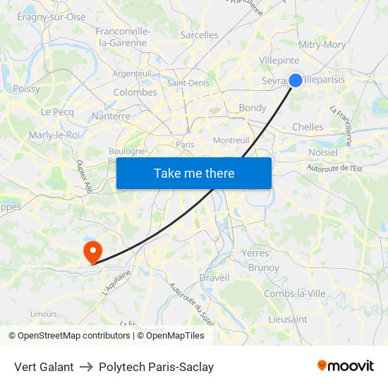 Vert Galant to Polytech Paris-Saclay map