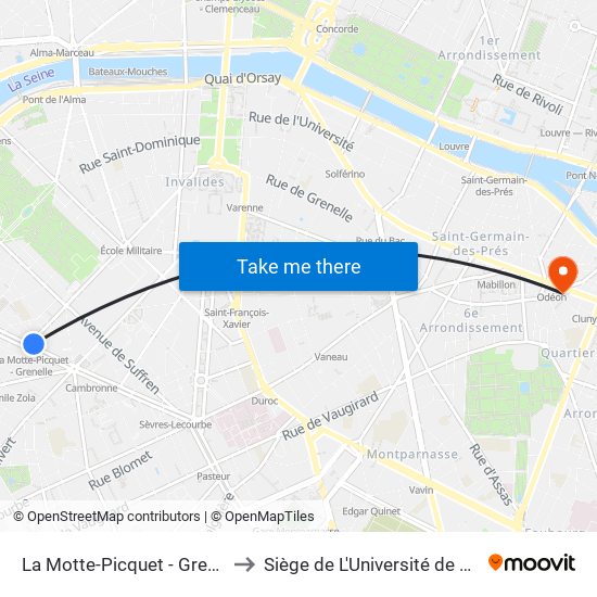 La Motte-Picquet - Grenelle to Siège de L'Université de Paris map