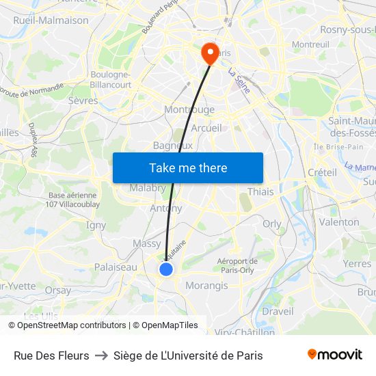 Rue Des Fleurs to Siège de L'Université de Paris map