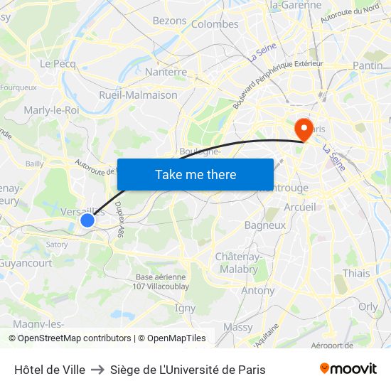Hôtel de Ville to Siège de L'Université de Paris map