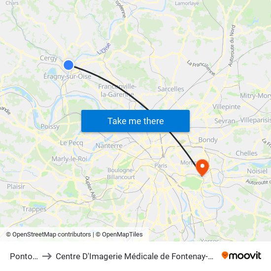 Pontoise to Centre D'Imagerie Médicale de Fontenay-Sous-Bois map