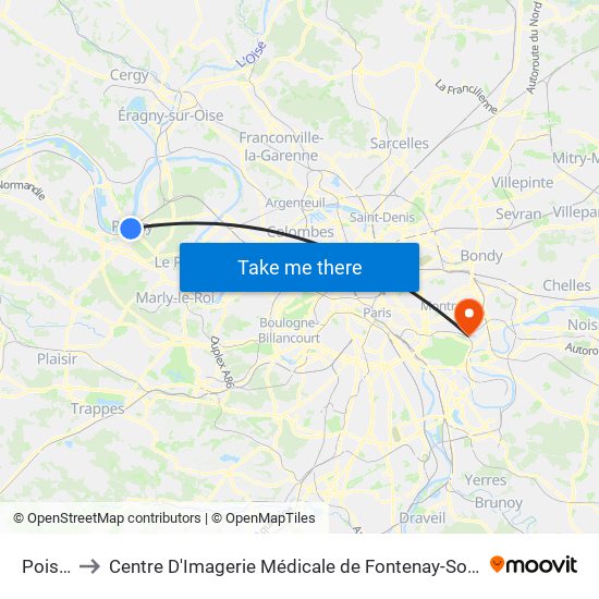 Poissy to Centre D'Imagerie Médicale de Fontenay-Sous-Bois map