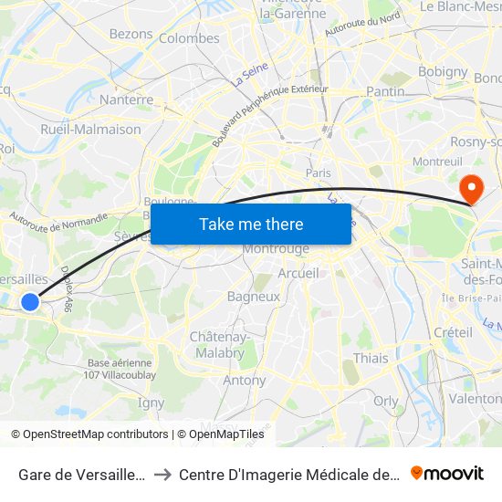 Gare de Versailles - Chantiers to Centre D'Imagerie Médicale de Fontenay-Sous-Bois map
