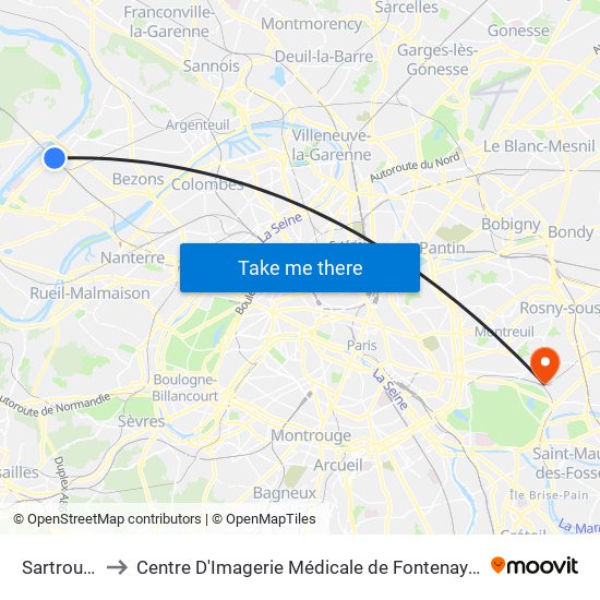 Sartrouville to Centre D'Imagerie Médicale de Fontenay-Sous-Bois map