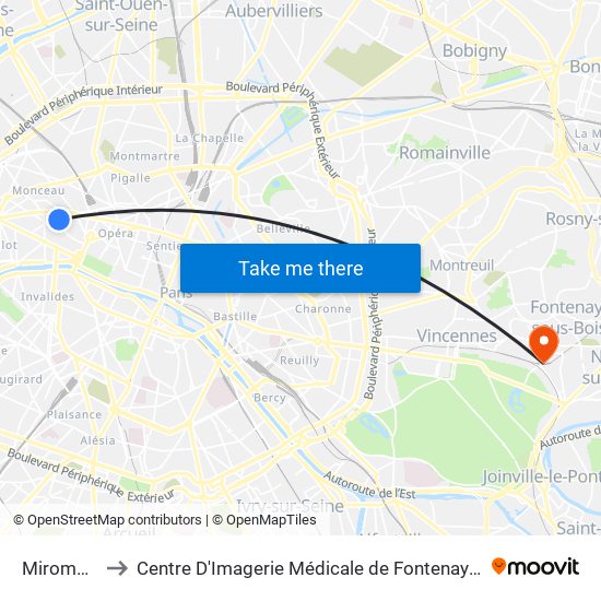 Miromesnil to Centre D'Imagerie Médicale de Fontenay-Sous-Bois map