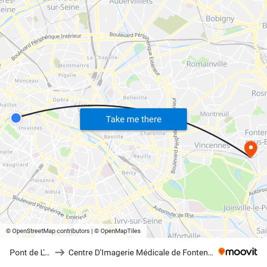 Pont de L'Alma to Centre D'Imagerie Médicale de Fontenay-Sous-Bois map