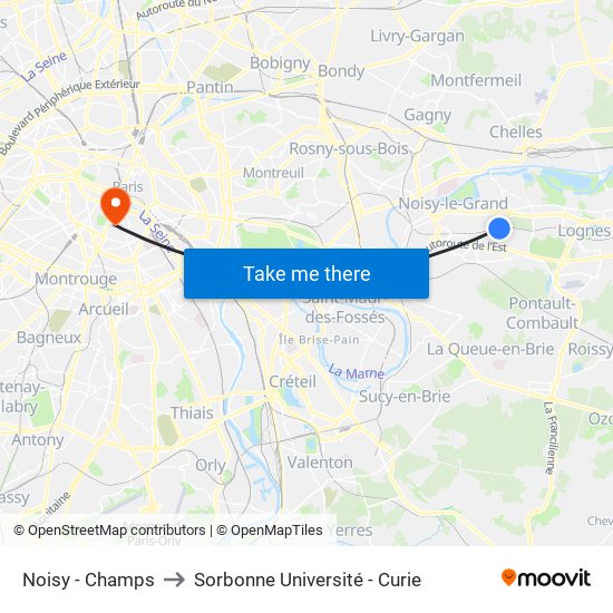 Noisy - Champs to Sorbonne Université - Curie map