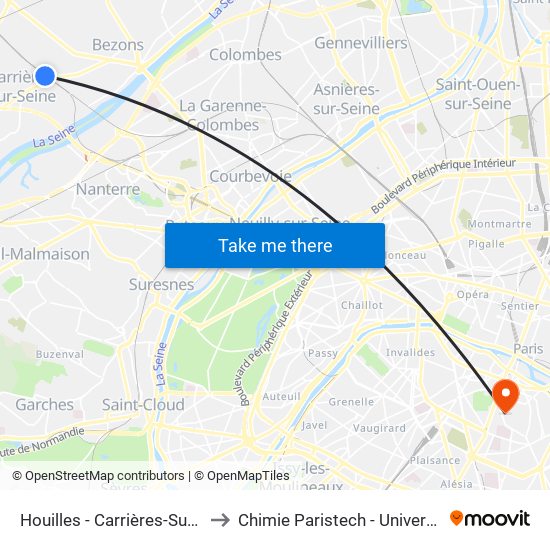 Houilles - Carrières-Sur-Seine to Chimie Paristech - Université Psl map