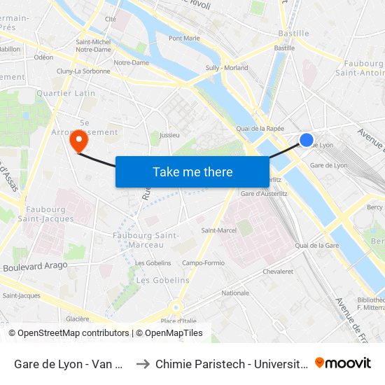 Gare de Lyon - Van Gogh to Chimie Paristech - Université Psl map