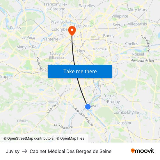 Juvisy to Cabinet Médical Des Berges de Seine map
