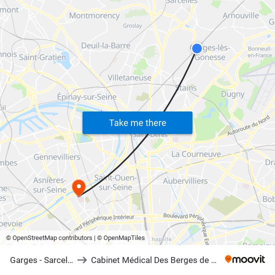 Garges - Sarcelles to Cabinet Médical Des Berges de Seine map