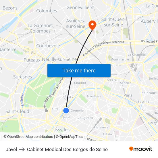Javel to Cabinet Médical Des Berges de Seine map