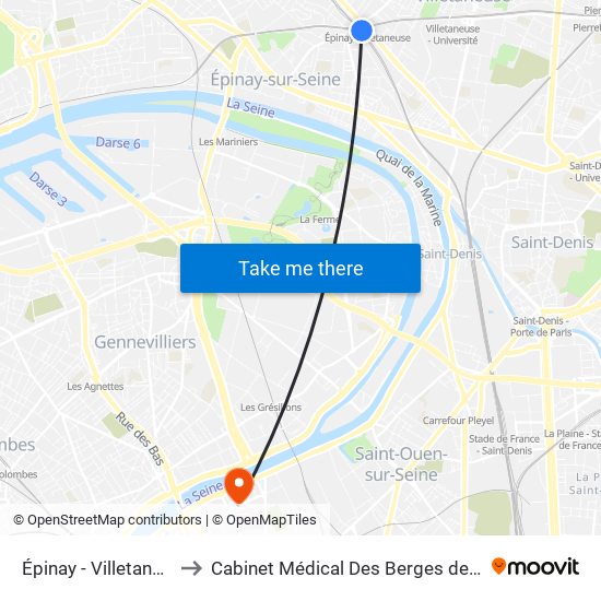 Épinay - Villetaneuse to Cabinet Médical Des Berges de Seine map