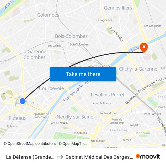 La Défense (Grande Arche) to Cabinet Médical Des Berges de Seine map