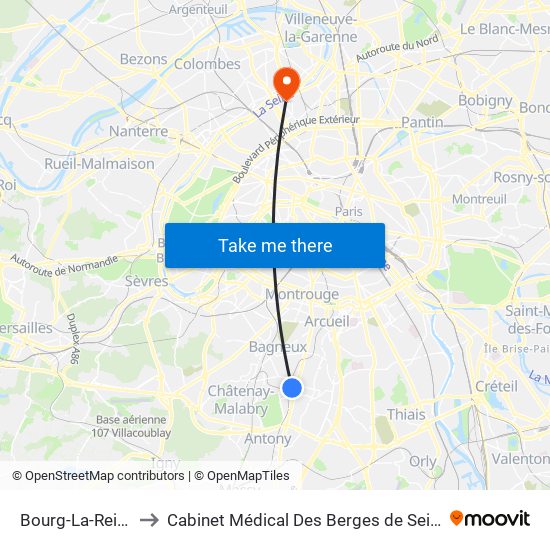 Bourg-La-Reine to Cabinet Médical Des Berges de Seine map