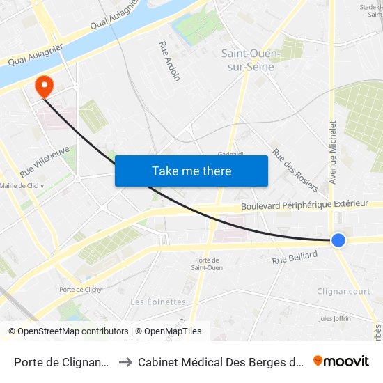 Porte de Clignancourt to Cabinet Médical Des Berges de Seine map