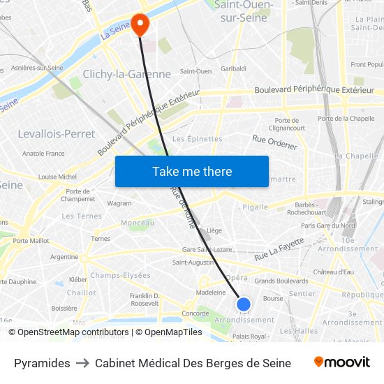 Pyramides to Cabinet Médical Des Berges de Seine map